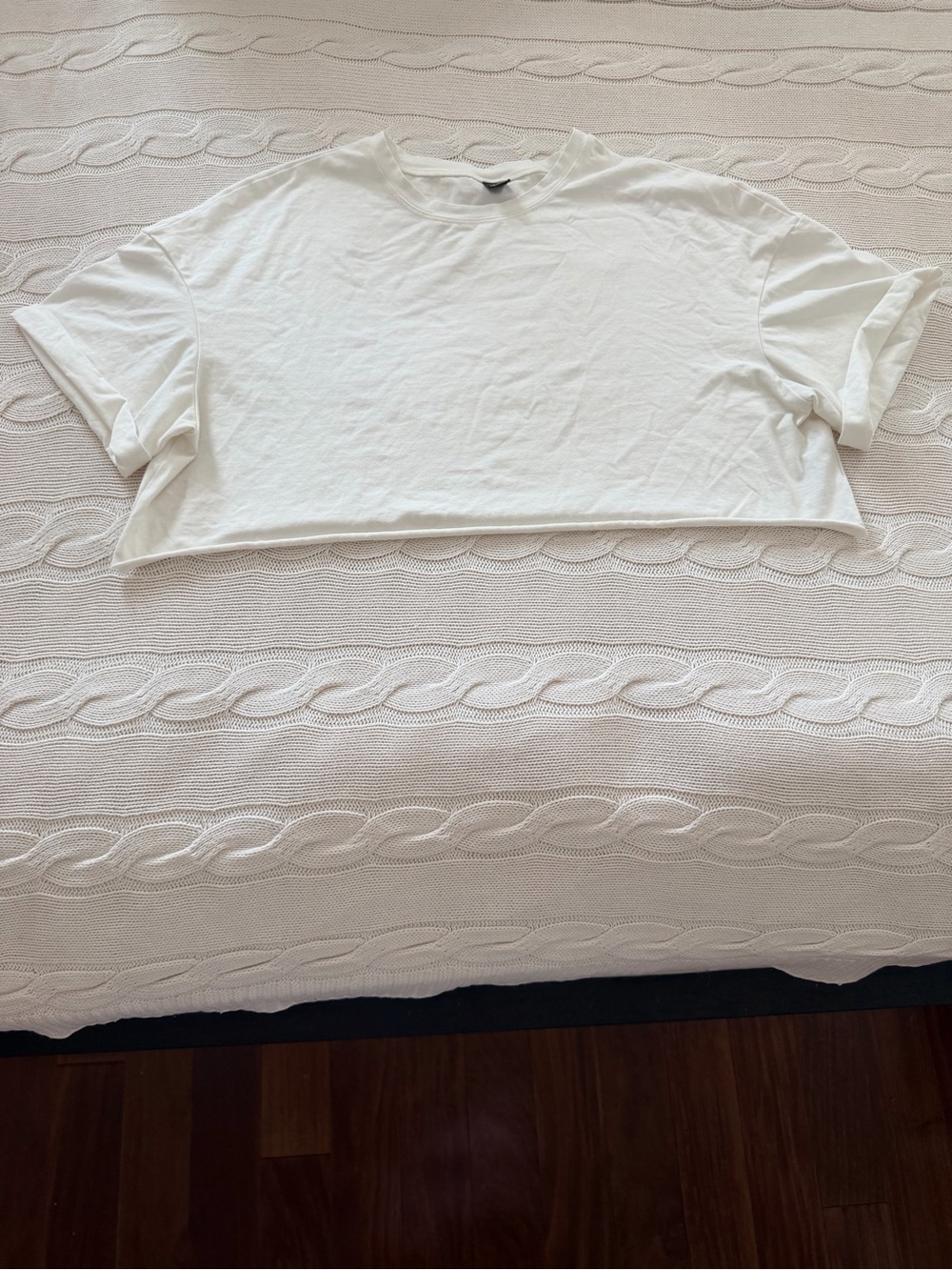 Cropped White Crewneck T-shirt - Women Size XL